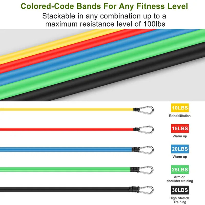 11-Piece Stackable Resistance Band Set (Up to 100 lbs)