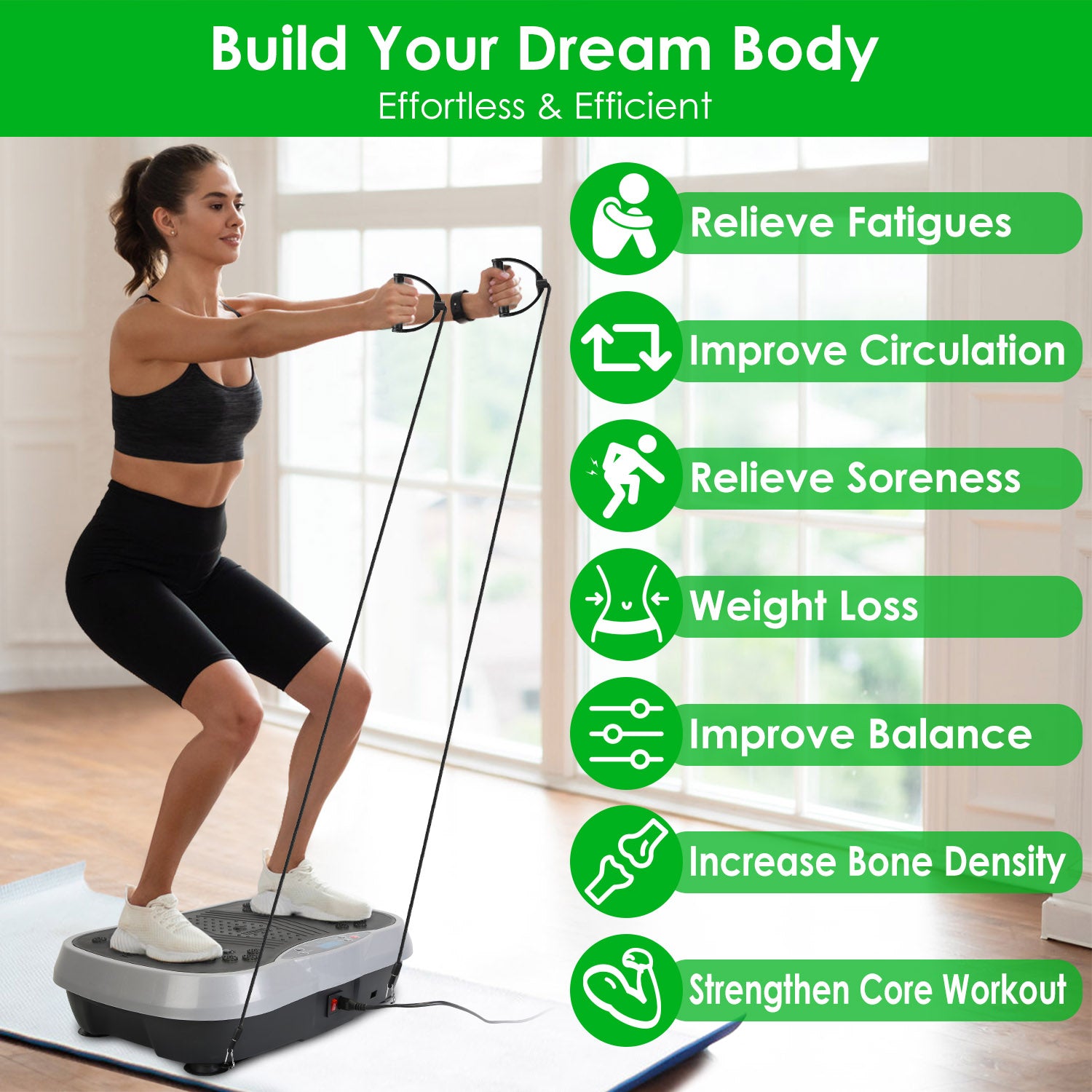 Whole Body Vibration Platform with Resistance Bands