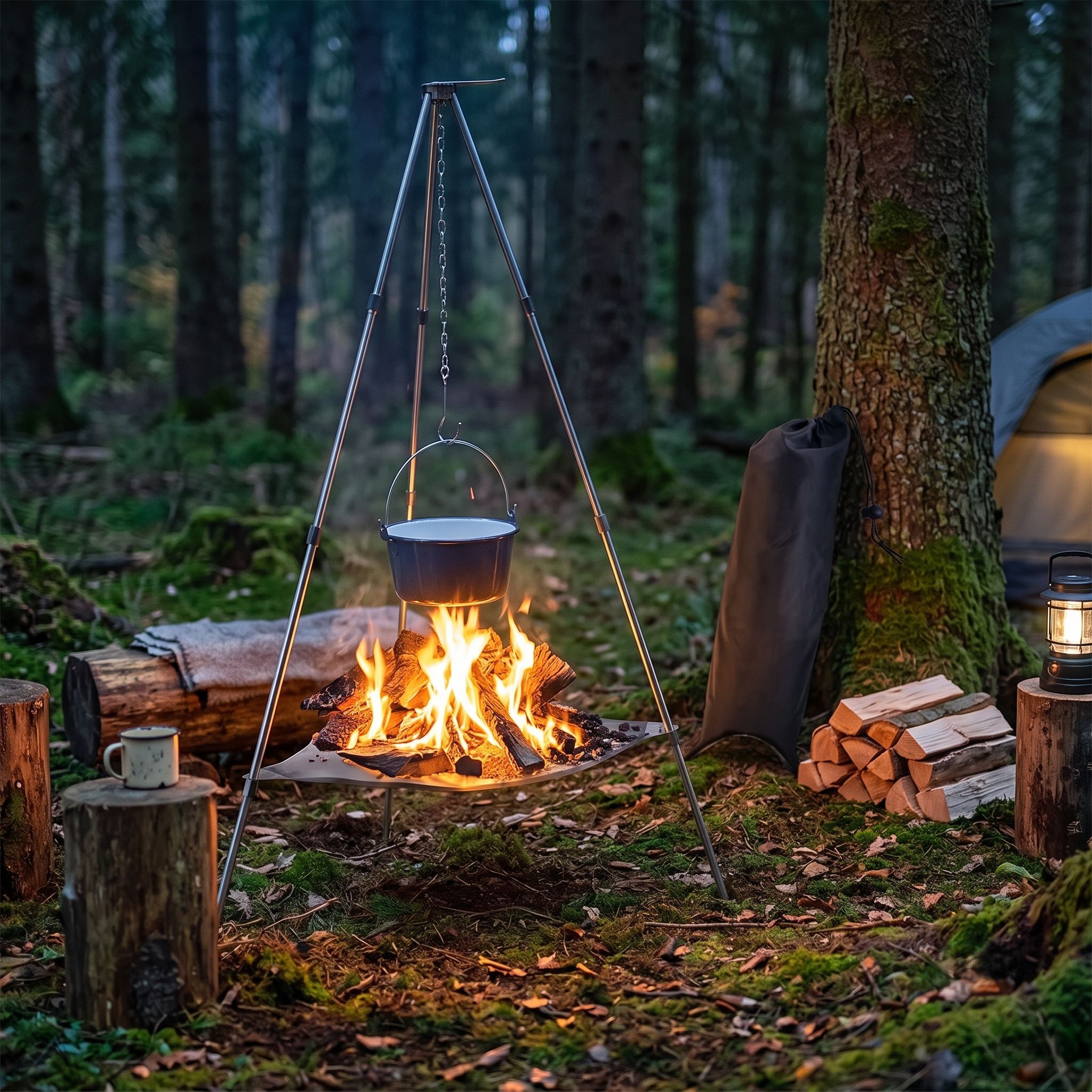 The Wildfire Tripod: Portable Campfire & Cooking Rig