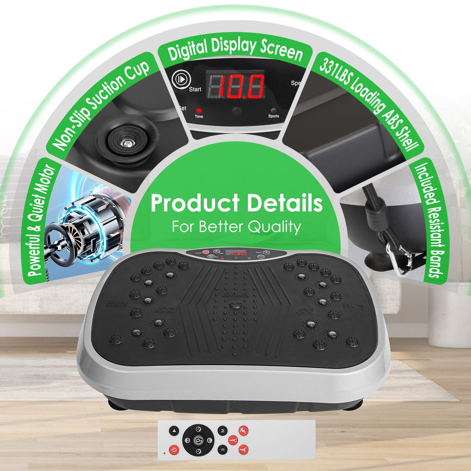 Whole Body Vibration Platform with Resistance Bands