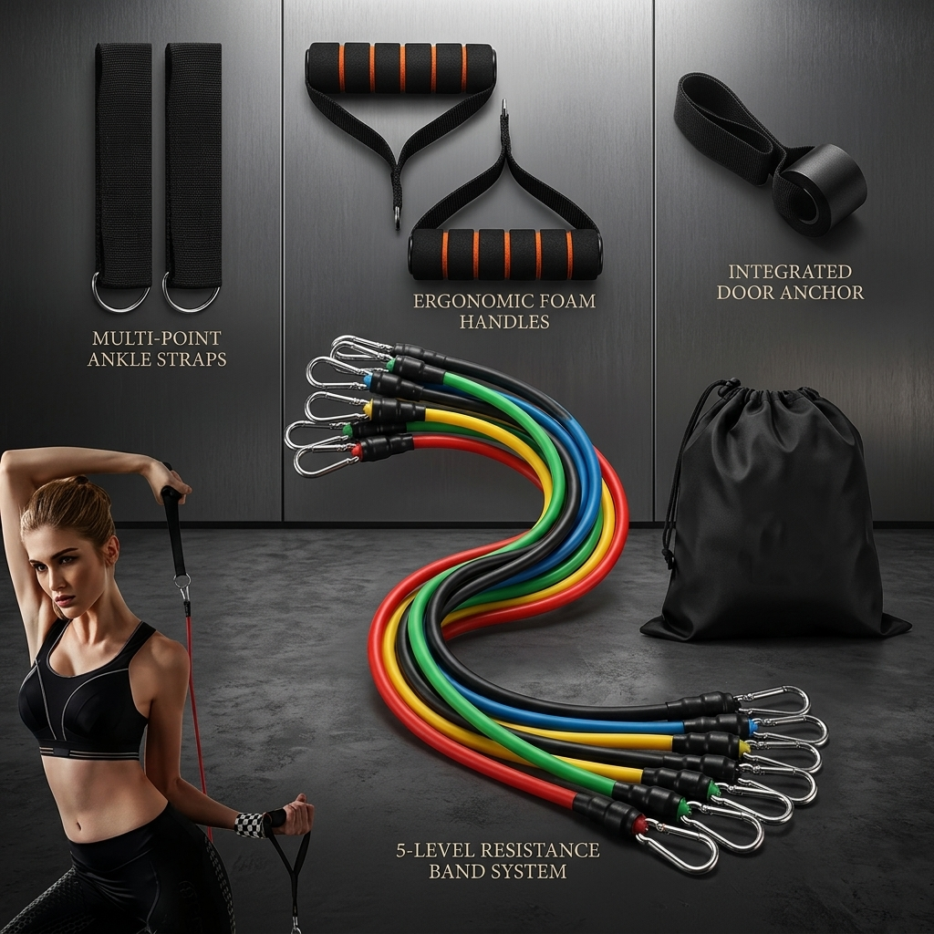 11-Piece Stackable Resistance Band Set (Up to 100 lbs)